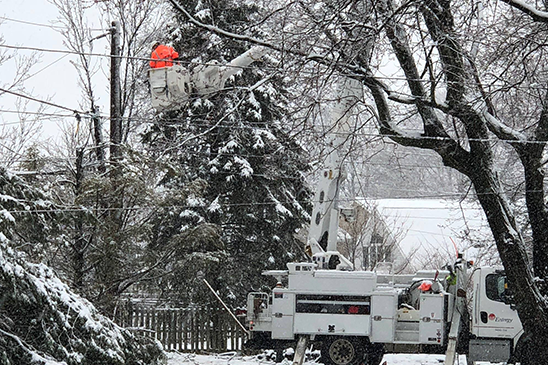 Entergy crews working as part of mutual assistance to restore power in Pennsylvania following winter storms in March.